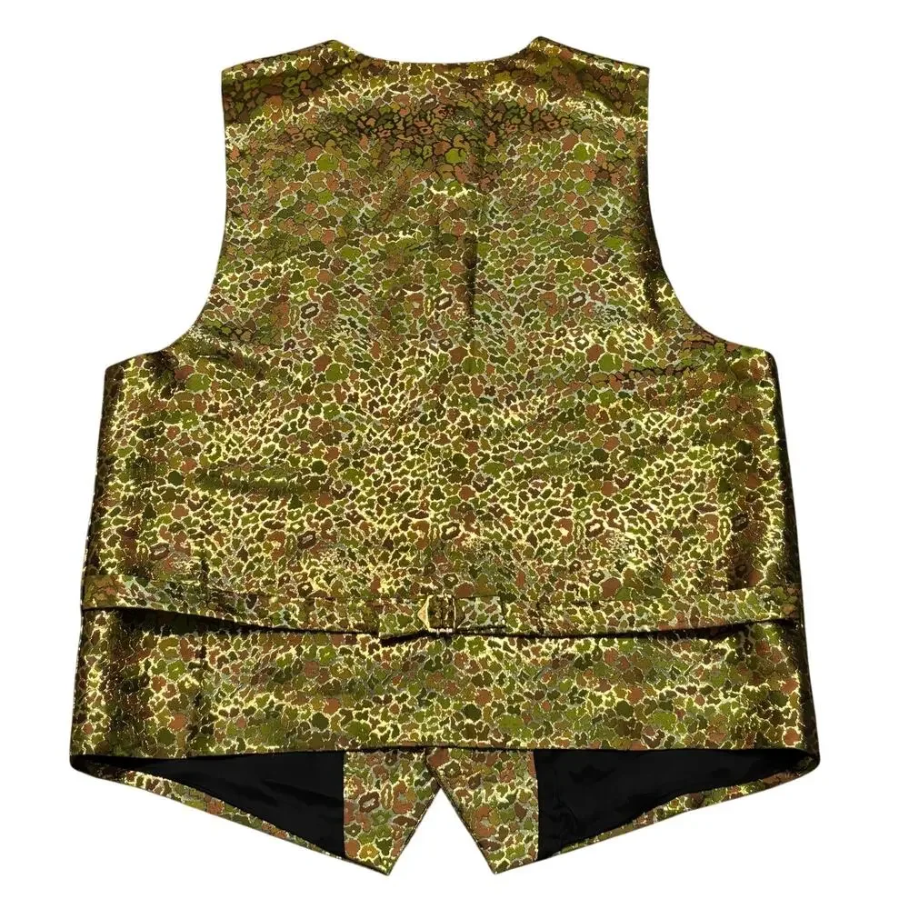 SilverSilk Paisley Camo Metallic Silk Vintage 90s Tailored Suit Vest Mens Large